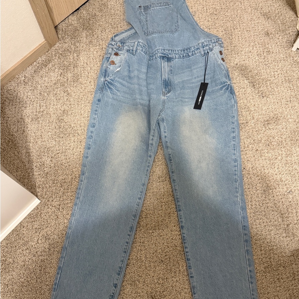 Fashion Nova Light Blue Denim Overalls